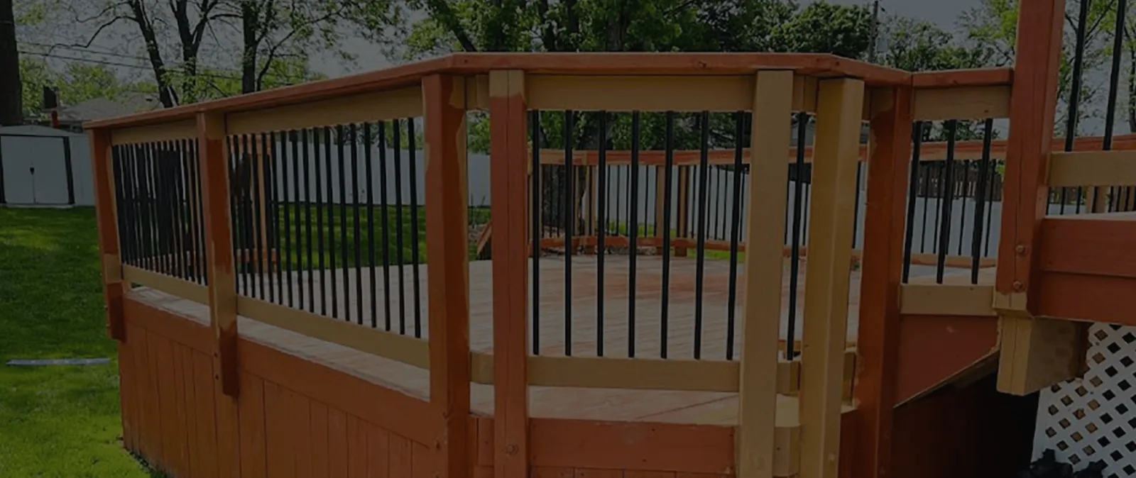 Deck railing after staining and sealing